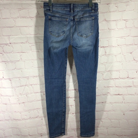 GAP Stretch Super Skinny Distressed Denim Blue Jeans - Size 10 - Picture 5 of 9
